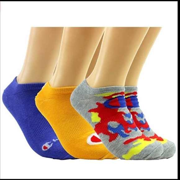 Champion Men's Multi Logo Super No Show Socks 3-Pack Shoe Size 6-12  Multi Color - Picture 14 of 14